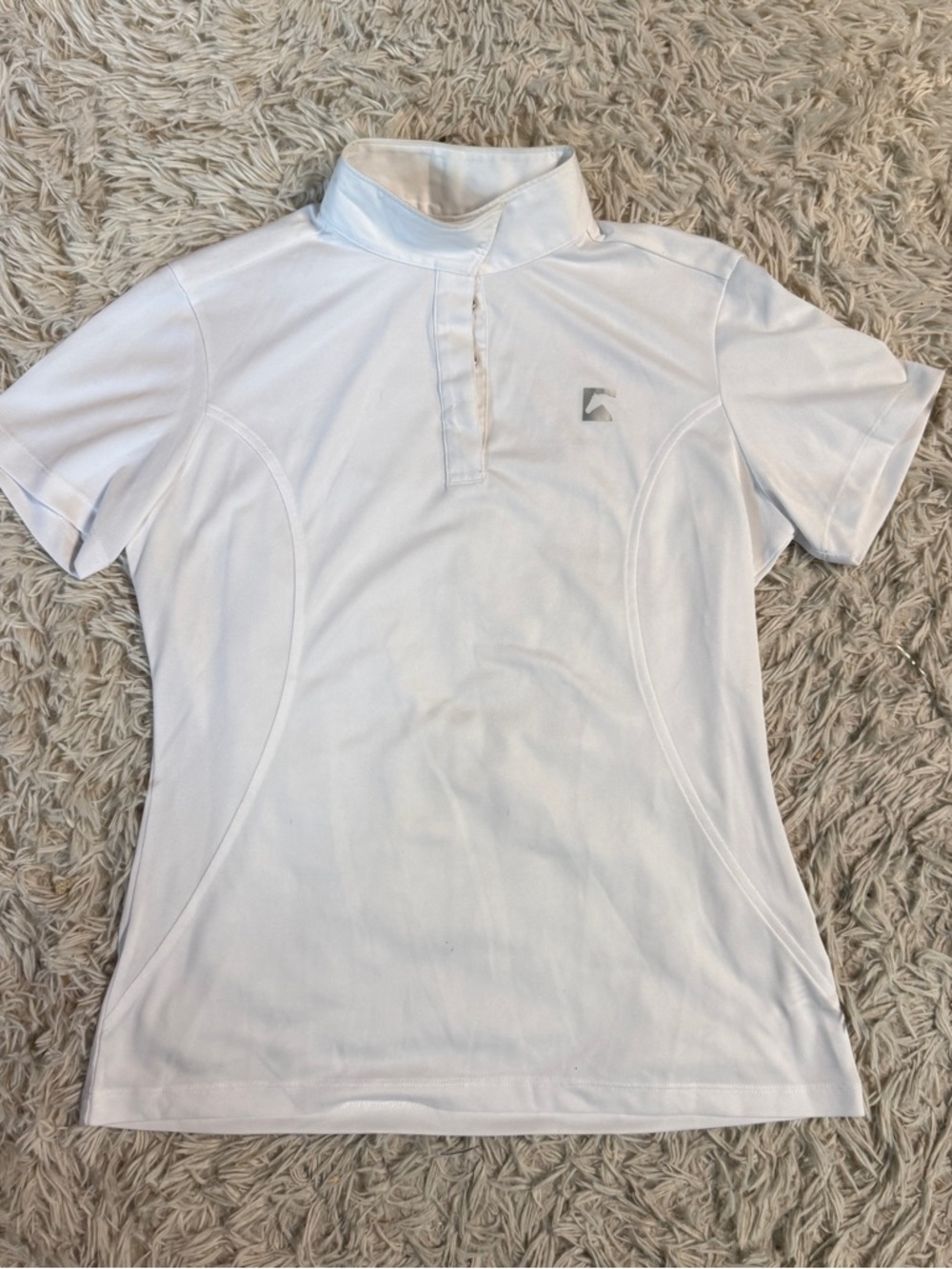 Women’s Medium White Riding Sport Short Sleeve Horseback Riding Show Shirt